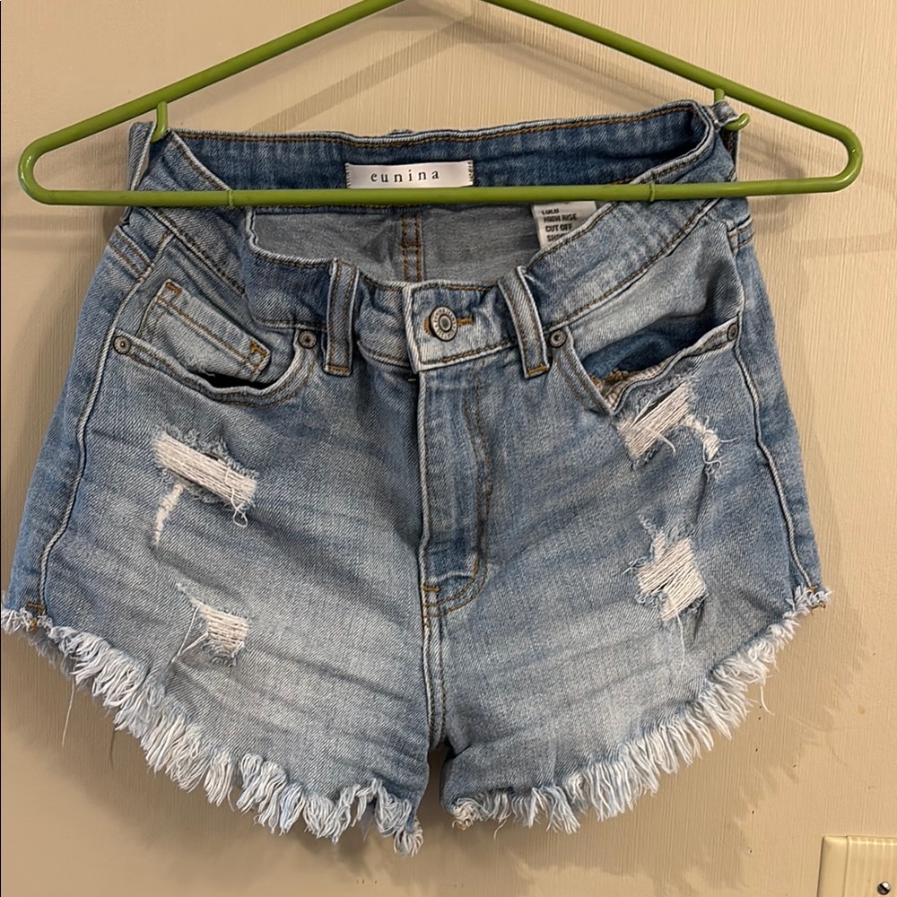 Eunina Light Blue Distressed Jean Shorts